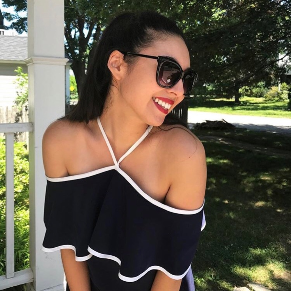 Navy and white Calvin Klein maxi dress